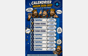 Agenda 2026 2027 Tournois Taropale et Tournois régionaux