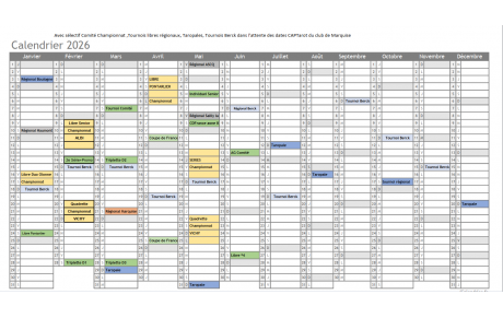 Agenda 2026 Tournois Taropale