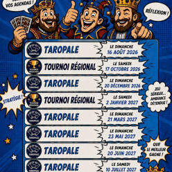Agenda 2026 2027 Tournois Taropale et Tournois régionaux